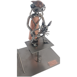 kania hoitava eläinlääkäri metallipatsas